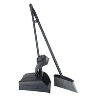 Dust Pan and Broom,Dustpan Cleans Broom Combo,Long Handle Lightweight and Robust Lobby Broom, Upright Dust Pan with Lid, Room Office Lobby Floor Use Upright Stand