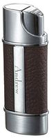 Personalized Visol Piccolo Single Torch Flame Cigar Lighter with Brown Leather and Free Laser Engraving