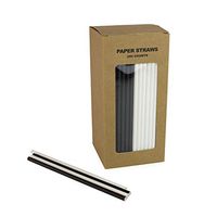 250 Pack Biodegradable Paper Straw for Birthdays, Weddings, Baby Showers, Celebrations and Parties (Black and White)