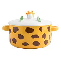 AXZHYX Bowl Bowl Cartoon Bowl Bowl Bowl with Bowl Ceramic Bowl Tableware Soup Bowl Large Household Yellow Children's Bowl Gift Hotel Tableware Home Noodles Boiled Fish Soup Bowl