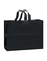 JS Frosted Plastic Shopping Gift Bags Large (16"x6"x12")- Quantity of 100 (Black)