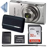 Canon PowerShot ELPH 180 Digital Camera (Silver) with 32GB Memory + CASE + Cloth