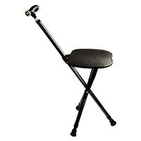 Crutches Elderly Sitting Three-Legged Cane LED Light Handle Telescopic Crutch Light Aluminum Crutch Black (Color : Black, Size : 86cm)