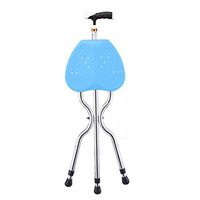 FISHD Folding Lightweight Cane Seat Aluminum Alloy Tube Multi Floating Panel Design 5 Files Height Adjustable Old Man's Cane Chair,Wide Applicability,B
