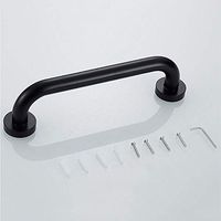 DERTHWER Toilet Handrail Home Care Matte Black Concealed Mount Bath Grip Shower Grab Bar Toilet Handle Safety Bar Handrail Anti-Slip Safety & Assisting Rails Bar (Color : Black, Size : 30cm)