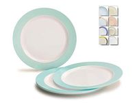 " OCCASIONS" 40 Plates Pack, Heavyweight Disposable Wedding Party Plastic Plates (10.5'' Dinner Plate, Rio in White & Pearled Turquoise Blue)