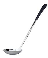 3 oz. (1/3 Cup), Stainless Steel Ladle, Portion Control Serving Spoon with a Black Cool-Grip Handle, 12.5" inches Long, Dishwasher Safe Serving Utensils by GET, BSRIM-57-BK