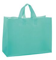 Large Aqua Frosted Shopping Bags - Case of 25