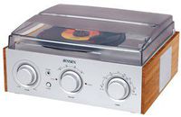 Jensen 3-Speed Stereo Turntable with AM/FM Stereo Radio with 2 Built-In Speakers, External Stereo Speaker Output Terminals, Stereo Headphone Jack,Transparent Dust Cover