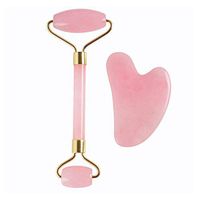 SUPVOX 2 Pcs Face Roller Rose Quartz Roller Heart-Shaped Natural Jade Massager Set for Face Anti Aging Anti Wrinkle