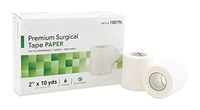 Medical Tapes. Case of 60 Skin-Friendly Surgical Tapes 2" x 10 yds. Non-sterile Paper Tape for dressings and Medical Devices. Pressure-Sensitive Adhesive Tapes. Hypoallergenic, Latex-Free.
