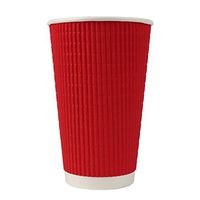 16 oz Colorful Paper Milkshake Cups - Premium Disposable Red Ripple Cold Drink Cups - Frozen Dessert Supplies - 500 Count