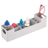 mDesign Plastic Storage Organizer Bin with Handles - Divided Organizer for Vitamins, Supplements, Serums, Essential Oils, Medicine Pill Bottles, Adhesive Bandages, First Aid Supplies - Light Gray