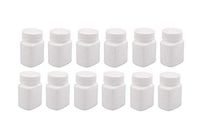 12Pcs 60ml/60g/2oz Empty Plastic Pill Bottles Square Capsule Bottle Easy Carry Solid Powder Medicine Bottles Pill Sample Tablet Container Holder Case(White)