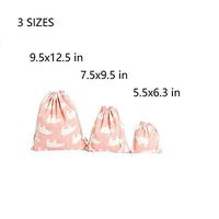 Nuni Cute White Bear Cotton Double Drawstring Pouches Muslin Bags Gift Bags Sacks Sachet Bags for Jewelry Candy Favors Wedding Birthday Party Pink 3 Sizes Available 1-12 Counts (5.5x6.3/1 Bag)