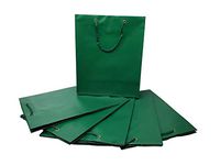 Pack of 6 Solid Colored Gift Bags (12” h x 10” w x 5” d) with String Handles (Green)