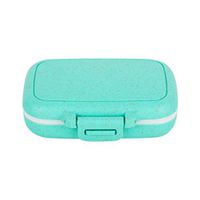 Portable 3 Slot Seal Folding Pill Box - Pill Case Organiser Tablet Container Family Daily Storage Organization Size Small (Wheat Straw Tiffany Blue)