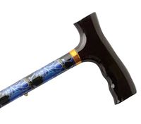 AlexOrthopedic Mobility Support Adjustable Travel Folding Cane with Fritz Handle - Blue Peacock