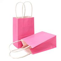AZOWA Gift Bags Mini Small Kraft Paper Bags with Handles (4 x 2.4 x 6 in, Pink, 12 Pcs)