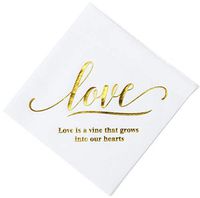 Lekoch White Dinner Napkin Stamped with Sparkle Gold Love Letters,Disposable Linen Feel Air-Laid Paper Napkin, Paper Hand Towels for Wedding,Party,Banquet,Birthday,Dinner,Table Decoration 50 Pack