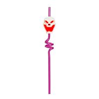 TRIXES Pink Skull Spiral Drinking Straw - Flashing and Screaming - for Halloween Parties and Themed Events
