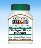 21st Century Ginkgo Biloba Extract Vegetarian Capsules - 60 ct, Pack of 3