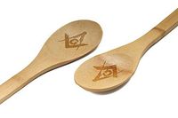 BambooMN Laser Engraved Bamboo Spoon - Freemason - 10 Pieces