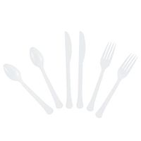 JAM PAPER Premium Extra Heavy Weight Cutlery - Assorted Utensils Set - Clear - 24 Disposable Utensils/Box