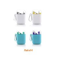 Silicone Straws (Pack of 4) Flexible Reusable Folding Portable XL for 30 oz Tumblers Yeti Includes Cleaning Brush and Carrying Case for Travel color green gray yellow purple 4 pcs pack