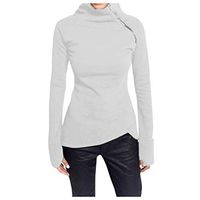 ✶ HebeTop ✶ Womens Long Sleeve Cowl Neck Pullover Sweatshirt Casual Tunic Tops White