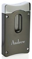 Personalized Caseti Gunmetal Wedge V Cigar Cutter with Free Laser Engraving (Text)
