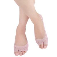 HEALLILY Open-Toed SEBS Socks Invisible Shallow Boat Sock Non-Slip Breathable Casual Socks (Pink)
