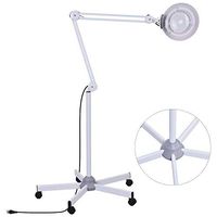 Led Lighted Magnifying Glass - FEITA 5X Diopter Magnifier Floor Lamp with Adjustable Arm Illuminated Lens Magnified Light for Facial，Reading, Beauty, Jewelers, Craft, Close Work
