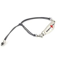 Women's Medical Alert ID Bracelet | Stretch Bracelet for Quick Easy On & Off | Free Engraving Included | Adjustable up to 7.5" Wrist Size | Simplicity, Grey