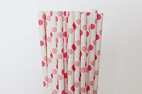 Pink and Hot Pink Polka Dot Paper Straws (50)