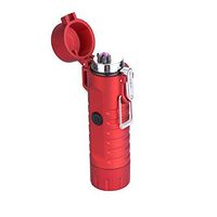 Dual Arc USB Rechargeable Lighter Multitool Windproof Waterproof Flameless Lighters for Candle Camping Hiking Outdoor Adventure (Red)