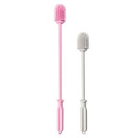 Silicone Bottle Cleaning Brush|Two Pack|464℉ High Temperature Sterilization|Nashone Bottle Cleaner Brush for Washing Narrow Neck Containers,Thermos, Shaker Bottle, Vase and Glassware （Pink+Grey）