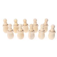 KOVIPGU 10Pcs People Nesting Set Wooden Peg Dolls Unfinished DIY Decor for Paint Stain