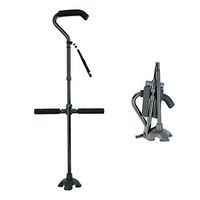 Multifunctional Crutches Aluminum Folding Telescopic Crutches Double Handle Old Man Travel Booster Four Feet Non-Slip Suitable for Men and Women