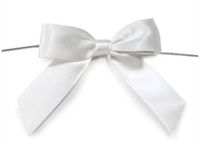 6ct. Pre-Tied White 3" Satin Gift Bows Wire Ties Ready-to-Use 7/8" Ribbon