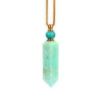 SUKIBOHO Art Natural Healing Stone Essential Oil Diffuser Perfume Bottle Pendant Necklace Hexagonal (Amazonite Gold)