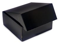 Pack Of 6, 9 x 9 x 4" Black Gourmet Shipping Boxes Auto Lock Boxes 1-piece w/fold-over lid