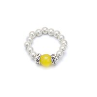 Cats Eye Yellow and White Stretch Magnetrim Ring (Extra Small)