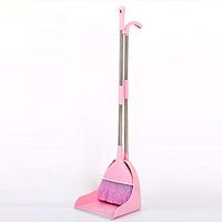 Long Handle Dustpan and Brush 2 Piece Set,92 cm 88 cm Handle Broom Set,Fashion Style Long Handle for Home Kitchen Room Office Lobby Floor Use Dust Pan,Pink