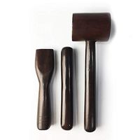 Pack 3 Hammer, Punch Stick, Chisel, Tok Sen Set Wedge Massager Wooden Tool Deep Tissue Therapy Toksen Massage Trigger Point Back Muscle Foot Stamp Percussion Ironwood Wood Thailand 10, 7 Inches