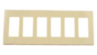 Leviton 80326-SI 6-Gang Decora Plus Wallplate Screwless Snap-On Mount, Ivory