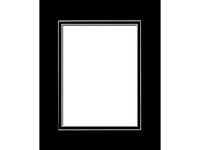 PA Framing Double Photo Mat Board, Pre-cut Framing Mat - White Core, Black, 8"x10" (Frame), 5"x7" (Photo)
