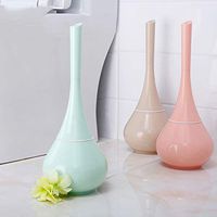 Flurries Artistic Free-Standing Toilet Brush and Holder Set - Bathroom Cleaning Tool - Bowl Cleaner for Storage and Organization - Covered Brush, Modern Base, Anti-Slip Splash Guard Handle (Green)