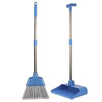 Broom and Dustpan With Long Handle Telescopic Up Stainless Steel Rod Extra Long Handle Broom And Dustpan Soft Brush Windproof Magic Broom Set Room Lobby Floor Toilet Cleaning Tools
