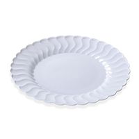 Flairware Round Rippled Disposable Plastic Dinner Plate (180/Case) Color: White
